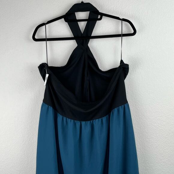 Chelsea28 Mixed Media Colorblock Sleeveless Halter Midi Dress Blue/Black 2X NWT - Picture 10 of 15